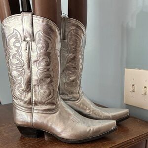 Tony Lama Metallic Silver Cowboy Boots